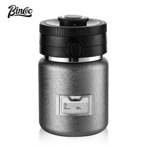 BINCOO Coffee Bean Sealing Jar Stainless Steel Storage Food Container Double Layer Storage Can Large Capacity 1.0L