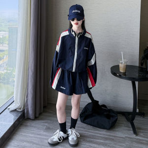 Girls Casual Sportswear Set Thin Summer Long Sleeve Sun Protection Clothes Short Pants Two Piece Suit Childrens Fashion