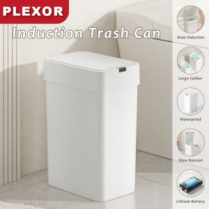Plexor 9/15L Automatic Bathroom Trash Can with Cover Touchless Motion Sensor Garbage Cans ABS Plastic Slim Smart Diaper Trash Bin for Bedroom Office Kitchen Living Room