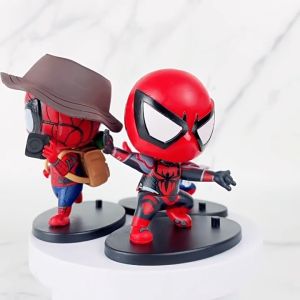 Action Figure SPIDERMAN CHIBI - Miniatur Pajangan Topper Kue Mainan Super Hero Iron Spider Man