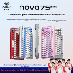 AULA Nova 75 Bàn Phím Cơ Không Dây 3 Chế Độ Bluetooth 2.4G Cắm Dây Hot-Swap Tùy Chỉnh RGB Đèn Nền 75% Cỡ Nhỏ Dành Cho Gaming Văn Phòng Nữ