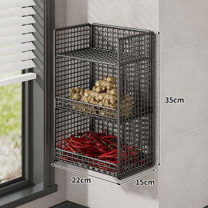WUBUWEI | Wall Mounted No Drill Vegetable and Spice Organizer