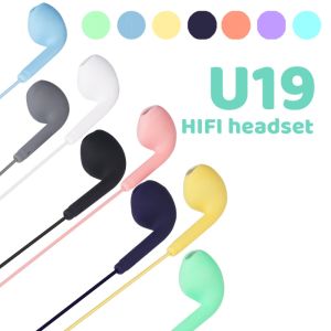 U19 U24 Wired Earphone 3.5mm Music In-Ear Headphone Wire Control Earbud Bass Stereo Headset With Microphone Candy Color Sports Earphones For Xiaomi Huawei Samsung