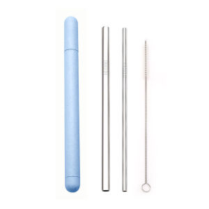 18/10 Stainless Steel Straw Set Quality Metal Straw Reusable Drinking Straw With Cleaner Brush Portable Box Bar Party Accessory