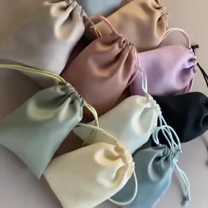 10pcs Silk Satin Drawstring Pouches Jewelry Packaging for Cosmetic Christmas Party Decoration Wedding Favor Candy Gift Bags