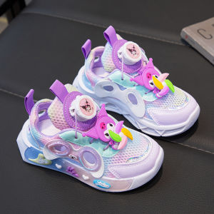 Kolumi Girls Sports Shoes Summer New Style Childrens Rotating Buckle Dad Shoes Mesh Upper Anti-Slip Lightweight Rubber Sole