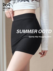 miiow | High Waist Safety Shorts Cat Woman Summer 2025 Seamless Coverage Thin Casual Anti-Light Walking Shorts Skirt Pants