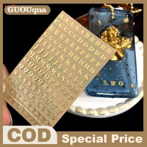 GUOUQNA 5Pcs Alphabet Letters Glitter Resin Decorative Stickers English Letters Numbers