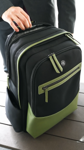 Charles Berkeley WINCHESTER Utility Cow Leather & Water-Resistant Nylon 16-Inch Laptop Backpack with Luggage Sleeve (WF-25077)