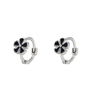 Bolo Lazy Black Little Flower Stud Earrings New Arrival Special-Interest Design Elegant White Earrings Petals Ear Clip Female