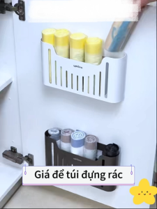 Giá để túi đựng rác của MEIDOO được làm bằng nhôm và có thể đựng những vật dụng nhỏ như túi đựng rác. Dễ sử dụng.