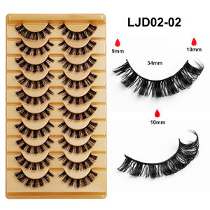 10 Đôi Mi Giả Nga Xoăn Cong Lên Kiểu 3D Tự Nhiên Có Thể Sử Dụng Lại Mi Giả Tổng Hợp Dạng Dải Màu Đen Có Gọng Bông