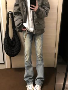 American Retro Low Waist Slim Straight Jeans Womens Spring Autumn Versatile Leg Lengthening Micro Flared Pants