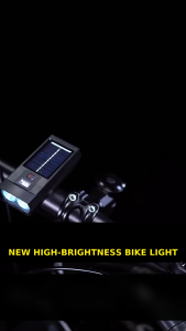 Solar Bike Headlight Waterproof Led Bicycle Lights USB Rechargeable Super Bright 3 Lighting Modes Heavy Duty Long Range For Night Cycling Motorcycle Road Camping Mountain Headlights Warning Lamp Flashlight