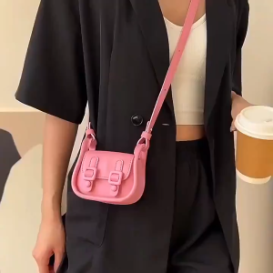 Portable Embossed Small Square Sling Bag Ins Trendy Mini Lipstick Keychain Purse 2026 Fashion Ladies Casual Crossbody Handbag