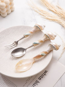 Delicate Shell Coffee Stirring Spoon Dessert Honey Yogurt Spoon Home Use High Aesthetic Value Small  Style Metal Spoon