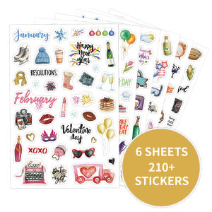 210 Cartoon-themed Planner Stickers English Schedule Management Labels Daily Journal Decorations Holiday-themed Index Tabs