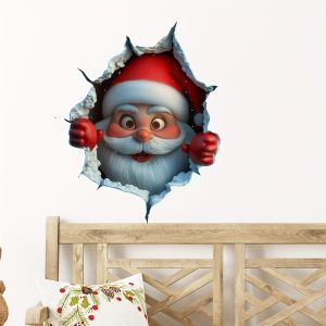 3D Reindeer Break-Through Wall Decal Removable Holiday Decor for Home Spaces Christmas Wall Stickers