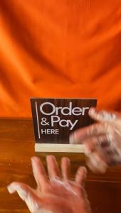 PAPAN MEJA KASIR | PAPAN PESAN DISINI | SIGN BOARD | STAND ORDER HERE