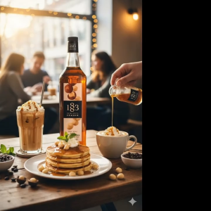 1883 MAISON ROUTIN Macadamia Nut Syrup 1L - Premium French Syrup for Coffee Milk Tea & Desserts