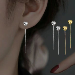 【♡Lovely girls house♡】Trend Long Wire Tassel Chain Heart Drop Earrings Womens Hanging Earings Jewelry