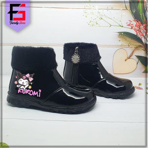 Sepatu Boots KUROMI Anak Perempuan Fashion Trendy / Sepatu Boots Resleting Anak Motif Kuromi Lucu