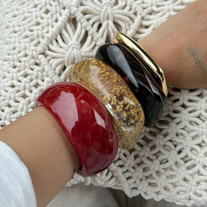 Ingemark 4 Styles Punk Irregular Resin Acrylic Bangles for Women New Trend Vintage Geometric Wide Bracelets Steampunk Jewelry