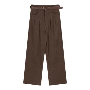 Corduroy Casual Pants Womens Fall and Winter Drooping Straight Mop Trousers and Suit Pants High Waist Loose and Slimming Wide-Leg Pants