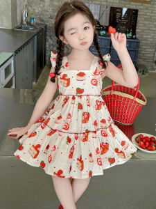 Female. Childrens Dress Summer Baby Girls Western Style 2024 New Princess Dress Children. Childrens Small Skirt Summer Suspender Dress