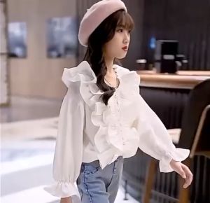 stelan anak lengan panjang korean girls style  ( SIZE 130 ) BLOUSE + CELANA DENIM PANJANG