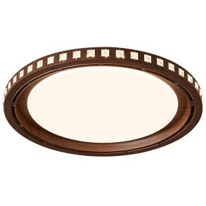 FANZHEN | Retro Style Walnut Wood Pattern Energy Saving Bladeless Ceiling Fan Light