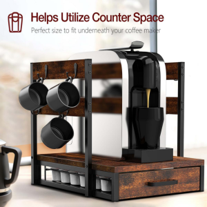 Coffee Bar Station Organizer Coffee Machine Stand Coffee Organizer Set Coffee Machine Organizer Coffee Machine Base Drawer Storage Rack Coffee Pods Wooden Organizer Special Price