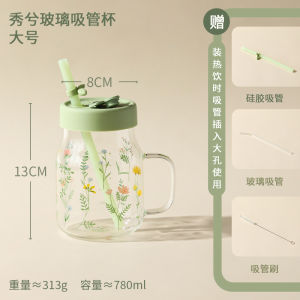 High Temperature Resistant Glass Cup with Handle And Lid for Women Home Use JOJOS L. PD.rice Modern Simple Style Universal Cup