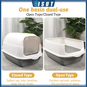 Foldable Cat Litter Box Large Fully Enclosed Litter Box With Door Splash Proof Cat Bedpan Top Deodorant Box Large Space Cat Litter Basin Toilet Deodorant Semi-Enclosed Litter Box Sandbox Cat Toilet With Cat Litter Shovel