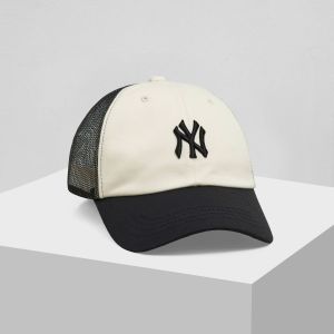 Mũ lưỡi trai kiểu dáng Basic. Mũ lưỡi trai nam thể thao phối lưới logo in chữ NY form mềm chất vải kaki