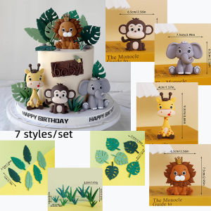 Jungle Wild Animal Birthday Cake Topper Baby Shower Gender Reveal Forest Animals Lion Giraffe Kids 1st Birthday Party Cake Decor