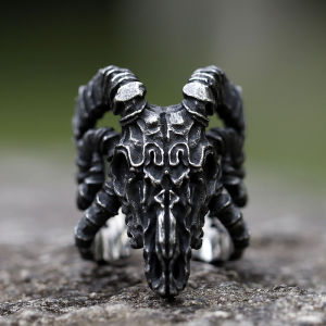 2022 NEW Mens 316L stainless steel rings Retro Sheep Skull Head Vintage gothic punk high-quality Jewelry Gifts free shipping