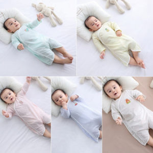 VREN Baby Sleeping Bag 2024 Summer Belly Protection Onesie Baby Sleeping Bag Diagonal Buckle Cotton New Thin Pajamas