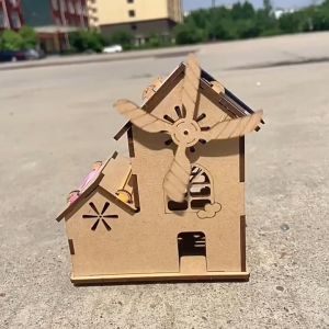 Mô Hình Nhà Quạt Sử Dụng Pin Năng Lượng Mặt Trời - Đồ Chơi Lắp Ráp Bằng Gỗ Mica Giáo Dục Stem