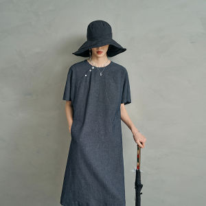 Chic Martial Air Summer New Cotton Linen Casual Dress