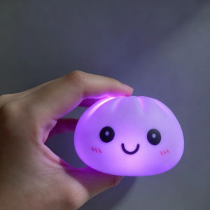 Bandai | Aesthetic LED Bun Night Light Soft Silicone Squishy Toy Glowing Food Ornament Sensory Stress Reliever Cute Gift for Kids & A