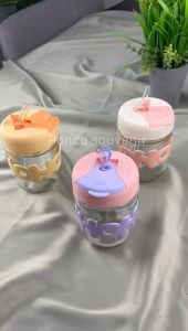 Gelas Kaca Sedotan HOHO Gelas Kopi 390 ML Tanpa Kemasan Dan Kemasan Plus Box