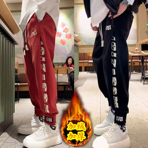 กางเกงวอร์มทรงหลวมสำหรับผู้ชาย ทรงฮาราจูกุ ปักลายตัวอักษร ทรงหลวม กางเกงขายาวลำลอง ผ้าฝ้ายผสมยางยืด ฤดูใบไม้ร่วง 2024