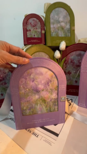 UNIGOLD The Claude Monet Velvet Gift Box With Love Floral Printing Ribbon Included PU Leather Opener