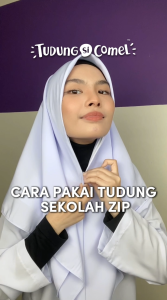 TUDUNGSICOMEL Tudung Sekolah Zip Dua Lapis Awning On Point - Kain Koshibo Lembut Tidak Panas