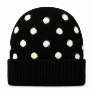 Vintage Polka Dot Jacquard Knitted Hat Women Big Head Circumference Cold Hat Wool Blended Warm Wool Hat Korean Version Winter