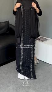 AREEFA Dress Gamis Tenun Etnik Wanita Kekinian Kombinasi Kondangan Premium Terbaru PADMA Warna Hitam