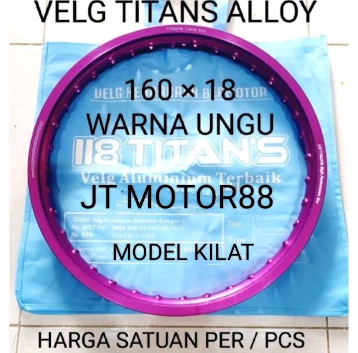 VELG LINGKAR ALLOY TITANS MODEL KILAT RX KING 160 × 18 WARNA UNGU HARGA