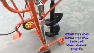 Máy khoan hố trồng cây có bánh xe đẩy lò xo hỗ trợ khoan