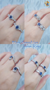 Graduation Grade Blue Sapphire Titanium Adjustable Ring (16 Designs to Choose)